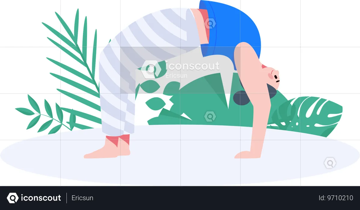 Mujer realizando posturas de yoga  Ilustración