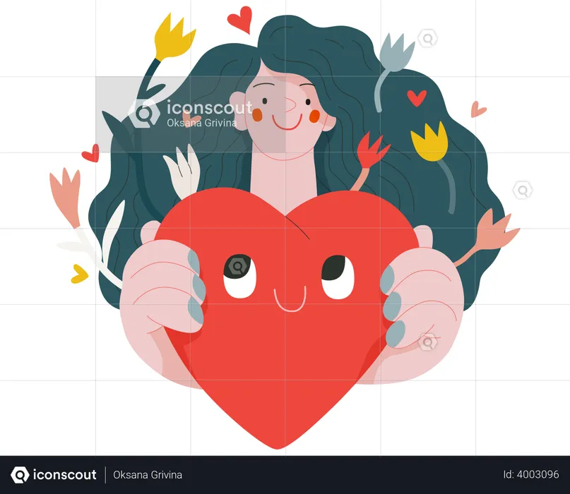 Mujer dando un corazón  Ilustración