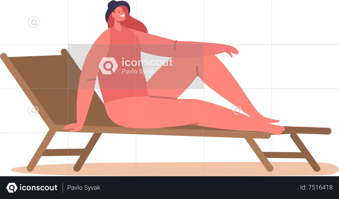 Mujer relajada en el sofá cama  Ilustración