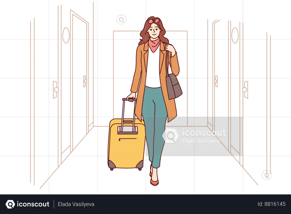 Mujer se va de viaje de negocios  Ilustración