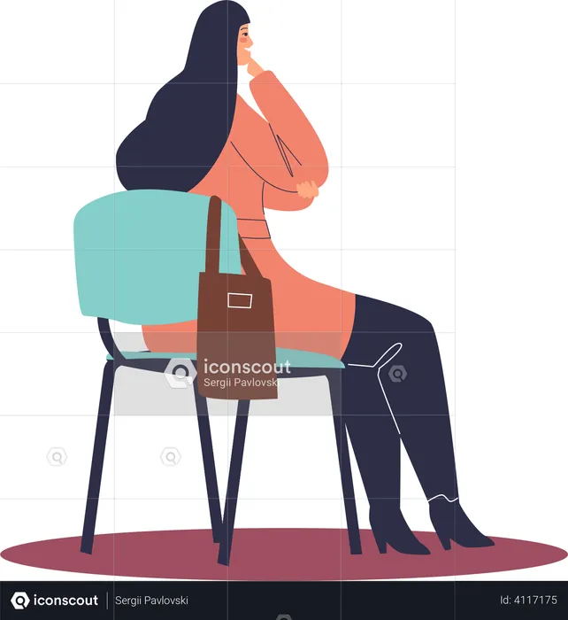 Mujer sentada en una silla  Ilustración