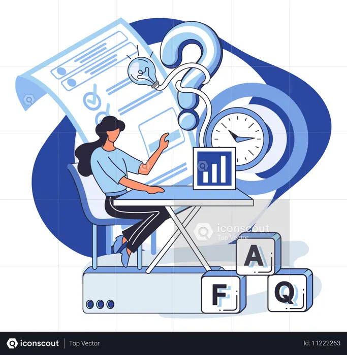 Mujer resolviendo un problema de negocios  Ilustración