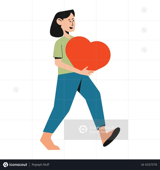 Mujer sosteniendo el corazon  Ilustración