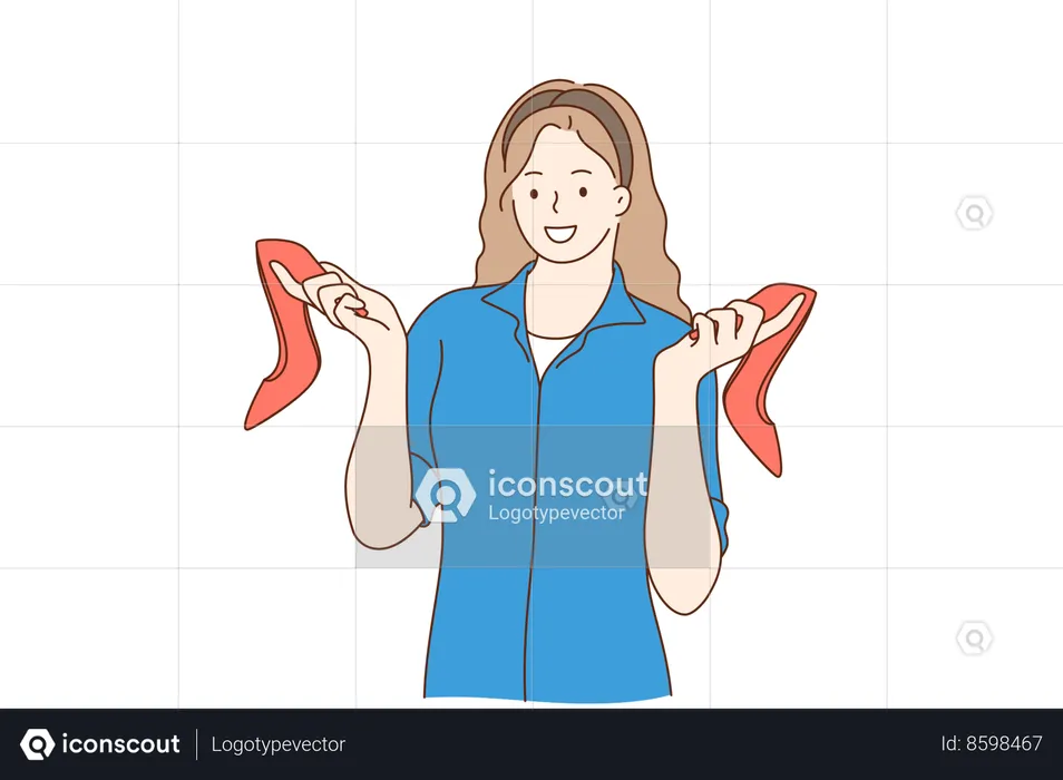 Mujer sosteniendo tacón alto  Ilustración