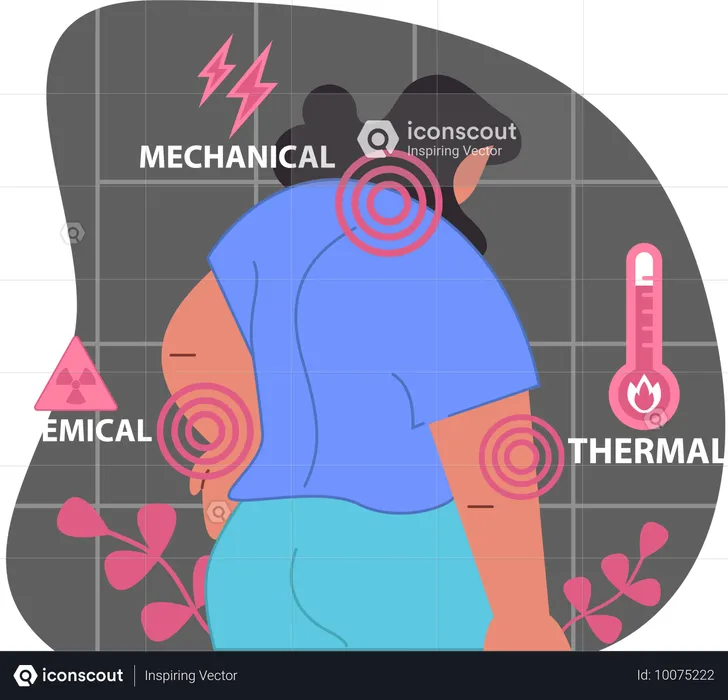 Mujer sufre de enfermedad corporal  Ilustración