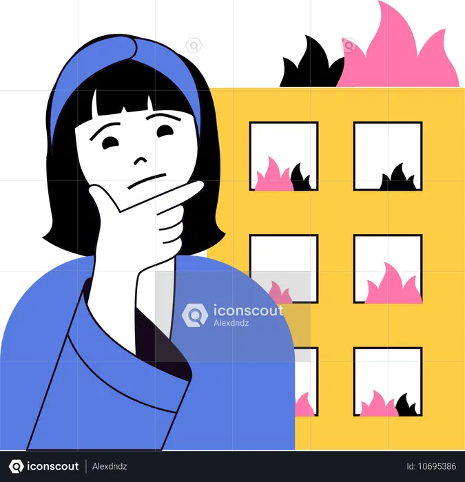 La mujer tiene seguro contra incendios  Ilustración