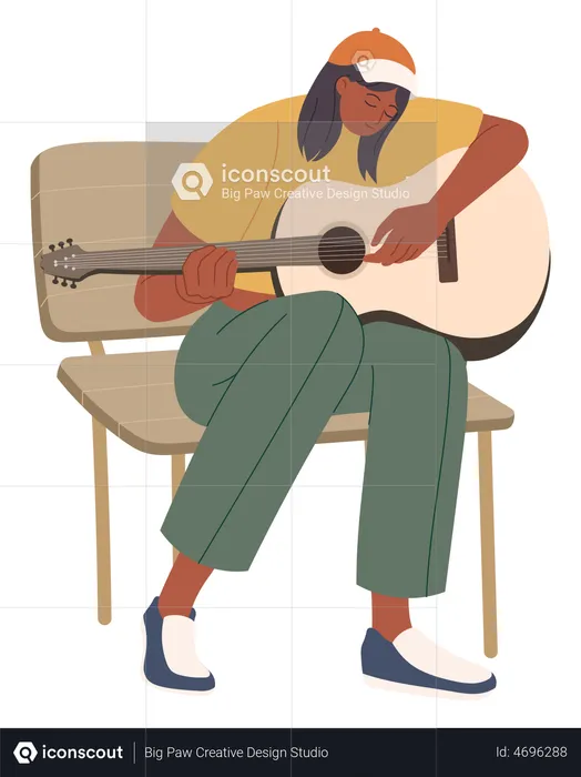 Mujer tocando la guitarra  Illustration