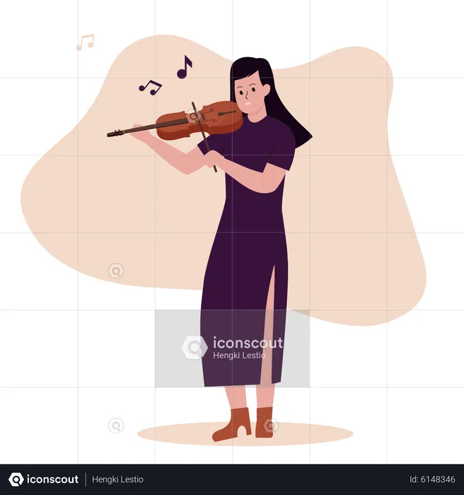 Mujer tocando el violín  Ilustración