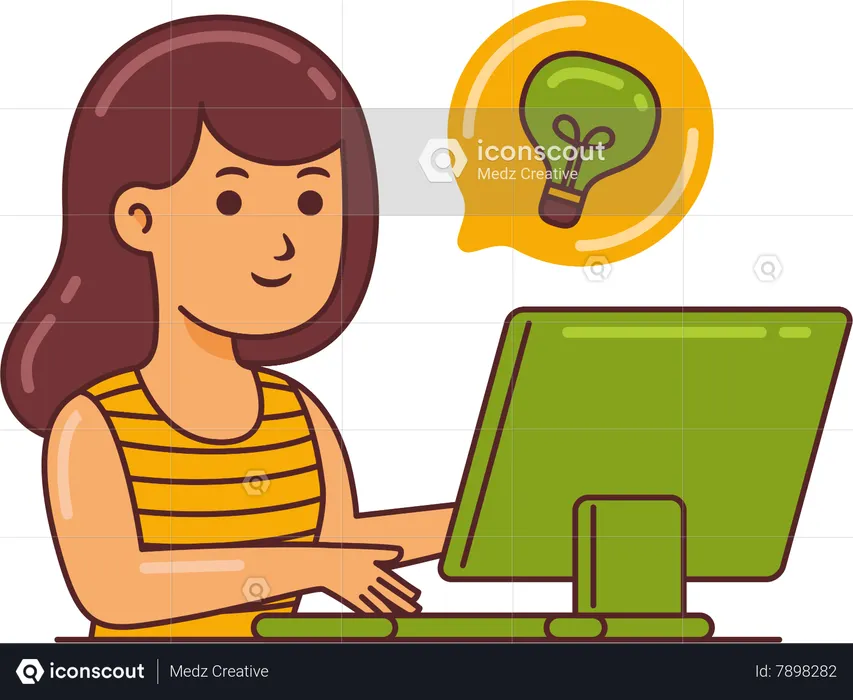 Mujer trabajando en idea  Ilustración