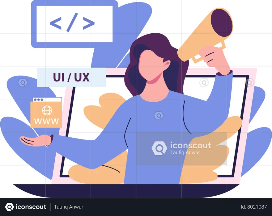 Diseñadora ui ux femenina  Ilustración