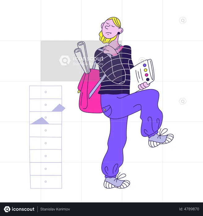 Mujer yendo a casa después del trabajo  Ilustración