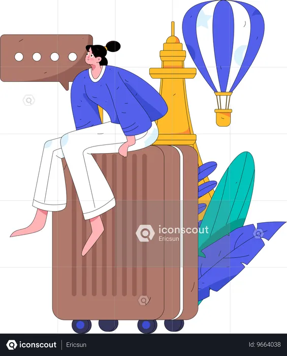 Mujer yendo de vacaciones  Ilustración