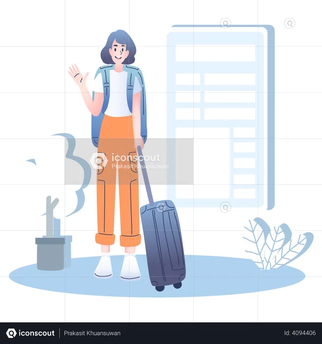 Mujer yendo de vacaciones  Illustration