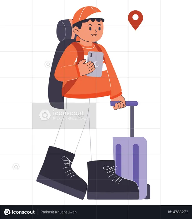 Mujer yendo de vacaciones  Ilustración