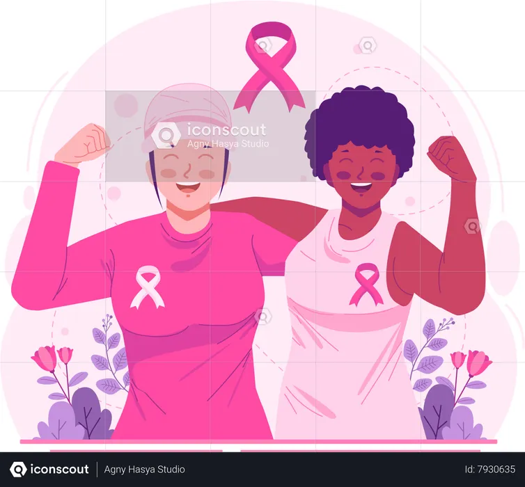 Apoyo a mujeres con cáncer de mama  Ilustración
