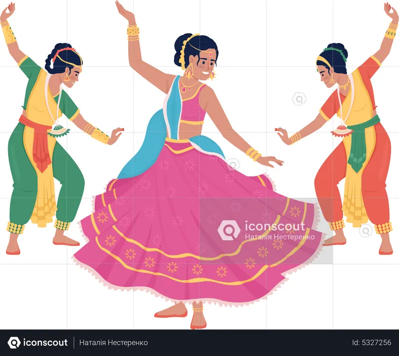 Mujeres bailando en diwali  Ilustración