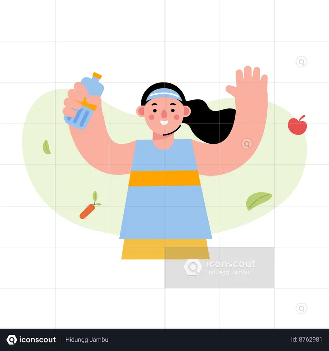 Mujer que tiene un estilo de vida saludable, dieta, pérdida de peso  Ilustración