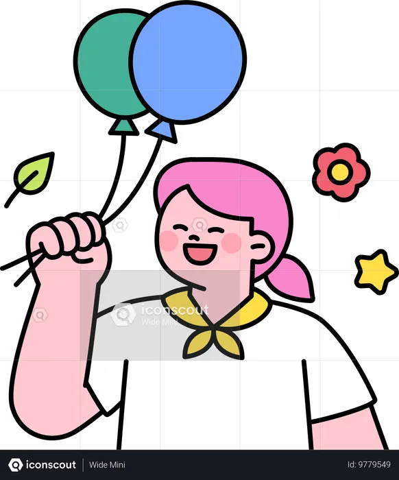 Mulher gosta de seu aniversário  Ilustração