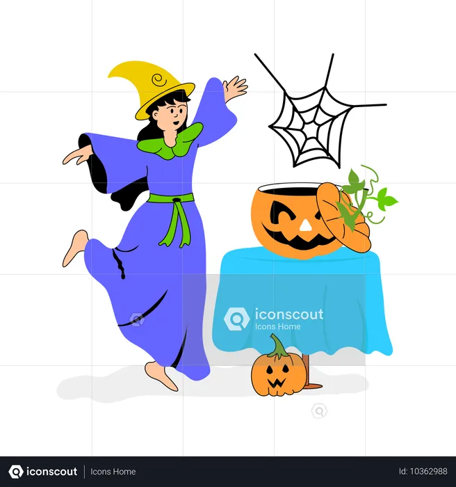 Mulher curtindo o Halloween  Ilustração