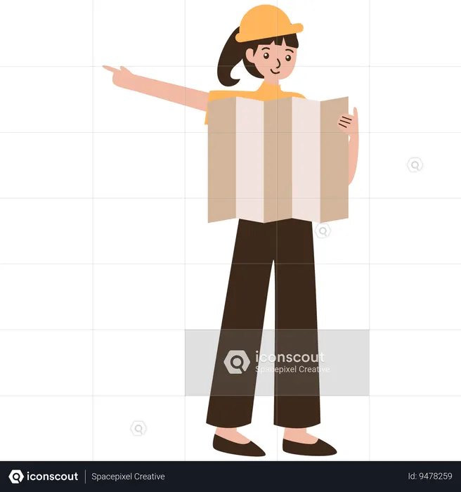Arquitetura de mulher trabalhando  Ilustração