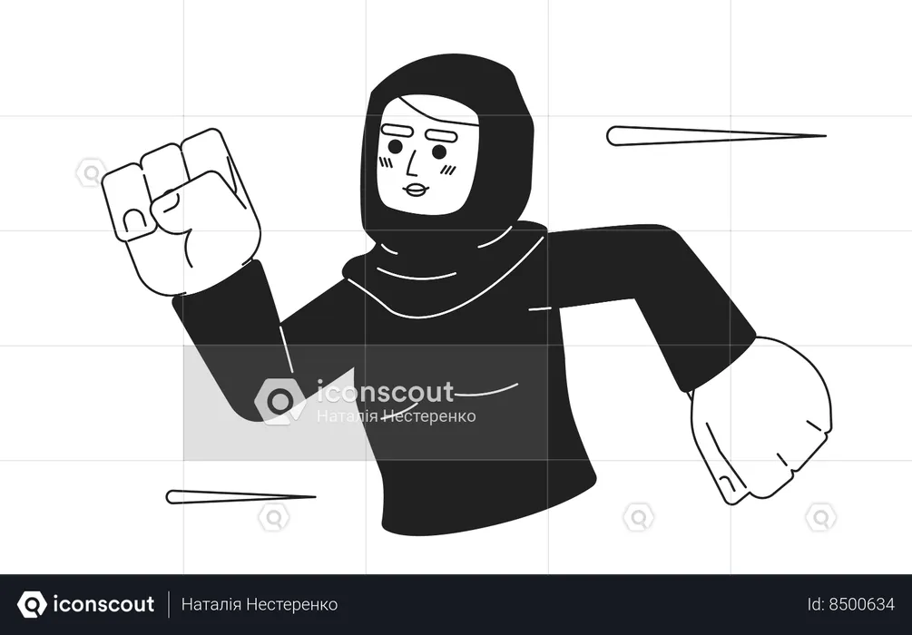 Correndo em mulher atleta hijab  Ilustração