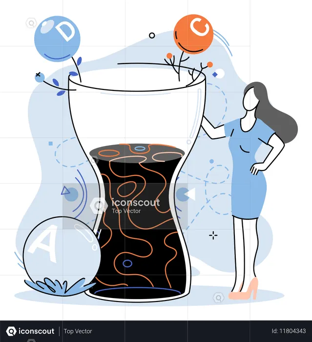 Mulher bebe água detox  Ilustração