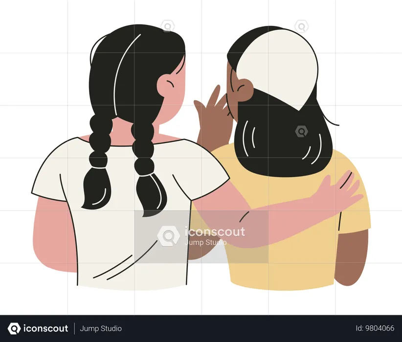 Mulher branca conforta sua melhor amiga  Ilustração
