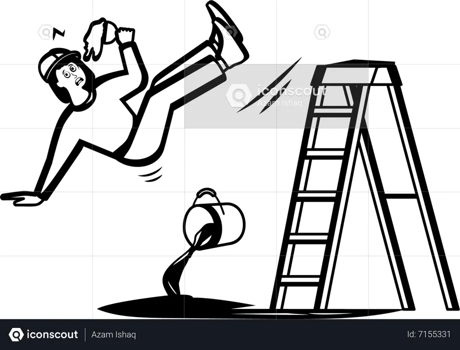 Mulher caindo de uma escada  Ilustração