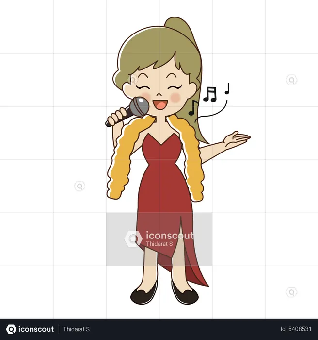 Mulher cantando canção  Ilustração