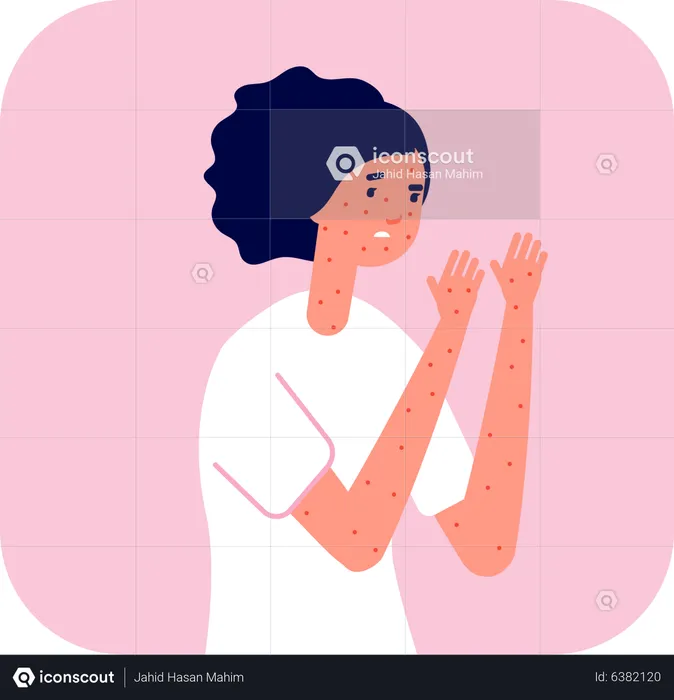 Mulher com alergia de pele  Ilustração