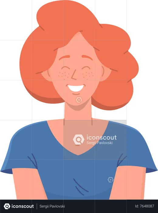Mulher com rosto sardento sorridente e amigável  Ilustração