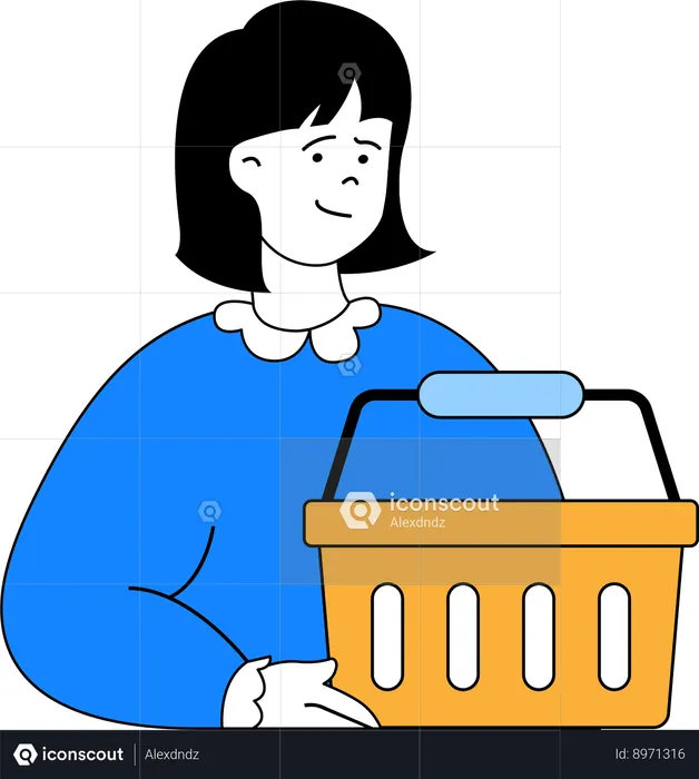 Mulher com carrinho de compras  Ilustração