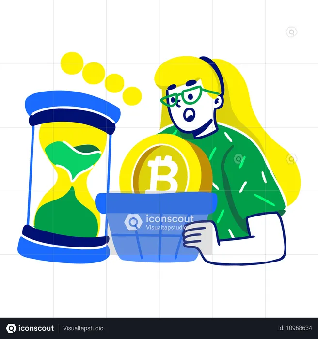 Mulher com contagem regressiva de criptografia  Illustration