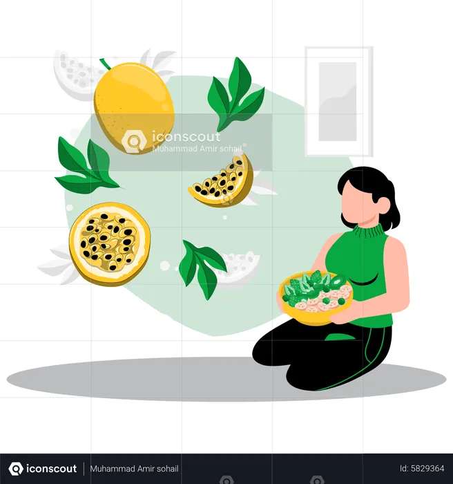 Mulher com fruta  Ilustração