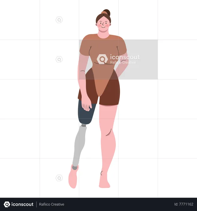 Mulher com prótese de perna  Ilustração