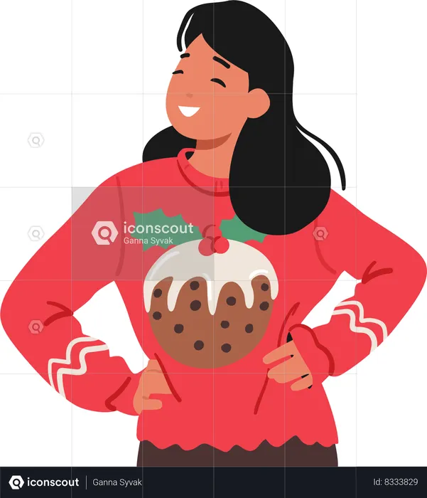 Mulher Com Um Suéter De Natal Aconchegante  Ilustração