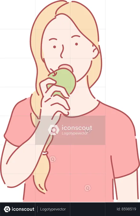 Mulher comendo maçã  Ilustração