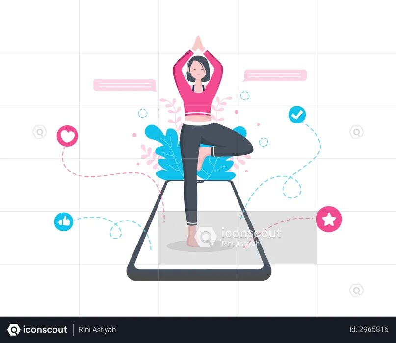 Mulher dando aulas de ioga online  Ilustração
