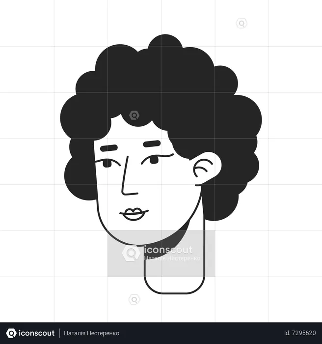 Mulher de meia idade com cabelo afro cacheado  Ilustração