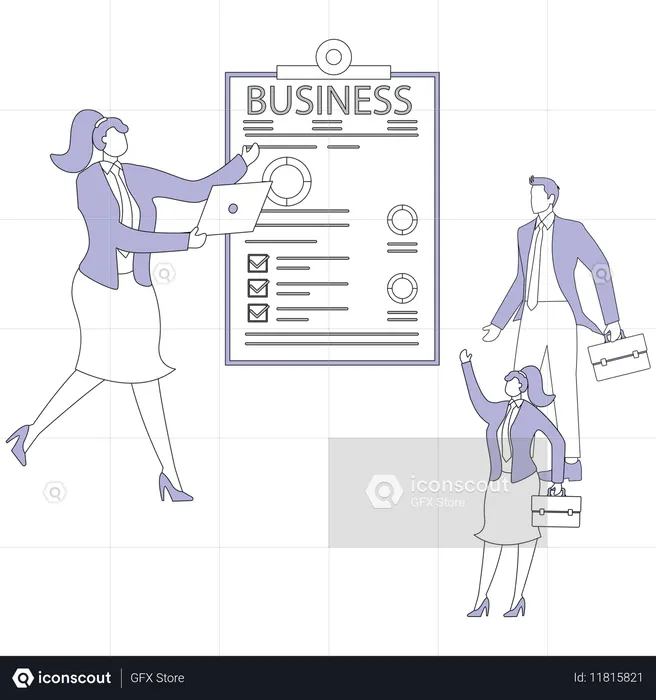 Mulher de negócios fazendo planejamento de negócios  Ilustração