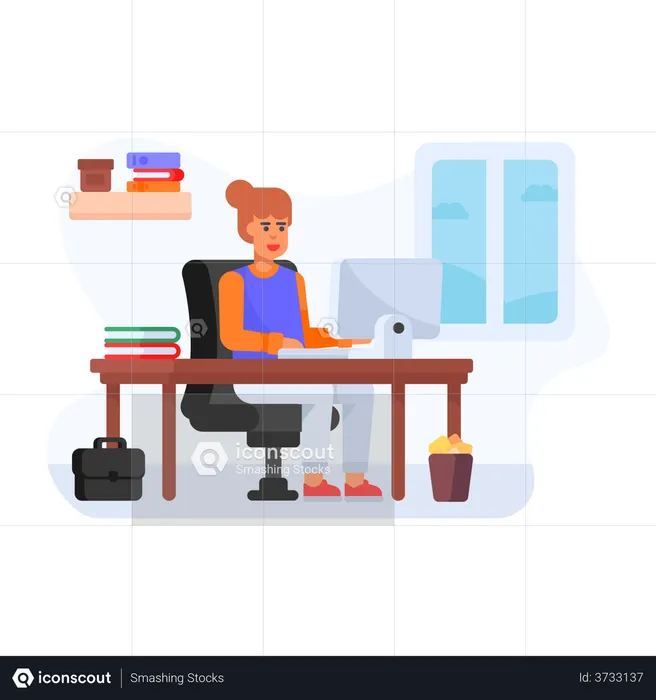 Mulher de negócios fazendo trabalho virtual  Ilustração