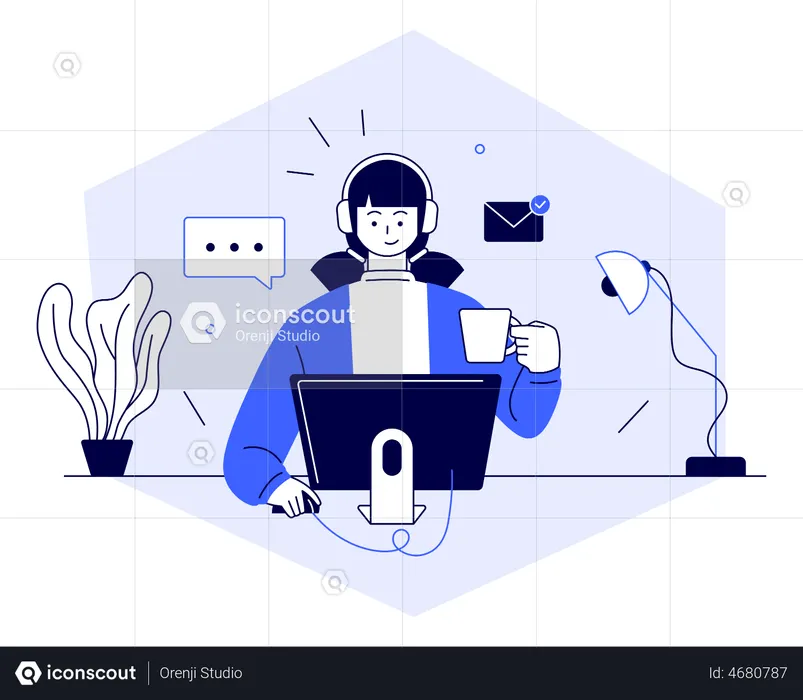 Mulher de negócios participando de reunião de negócios on-line  Ilustração