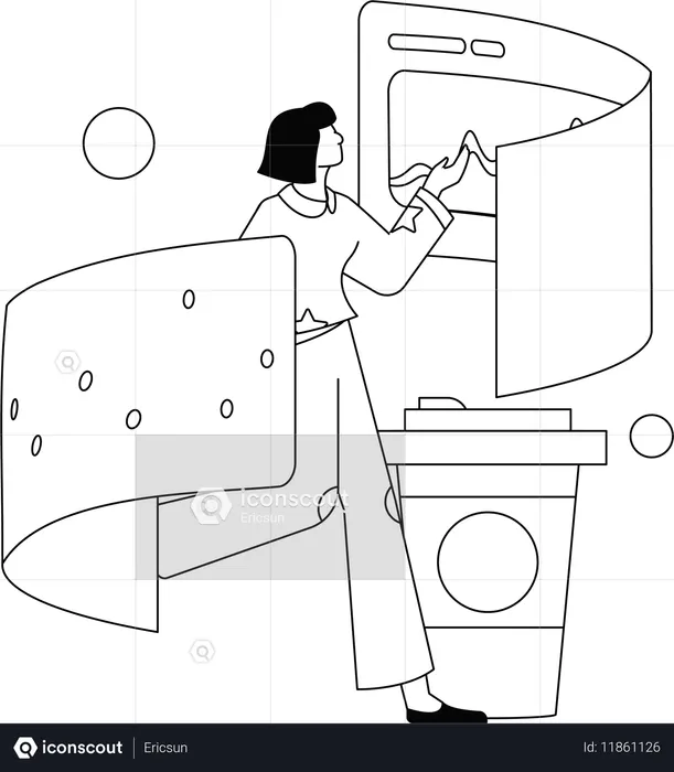 Mulher de negócios trabalhando em uma tarefa  Ilustração