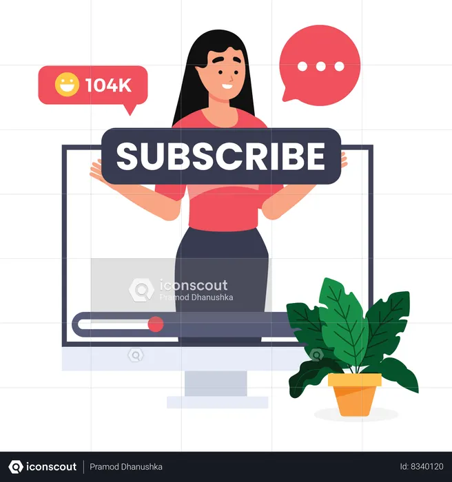 Mulher dizendo para se inscrever  Ilustração