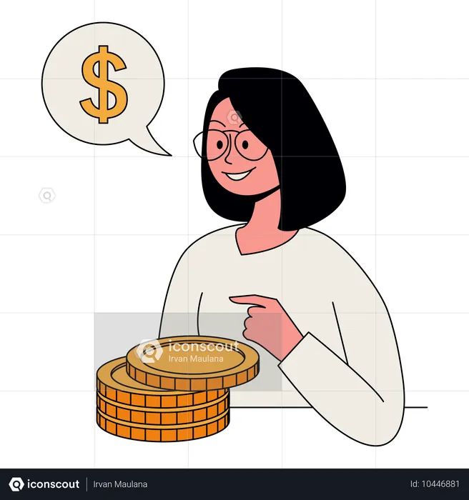 Mulher economizando dinheiro  Ilustração