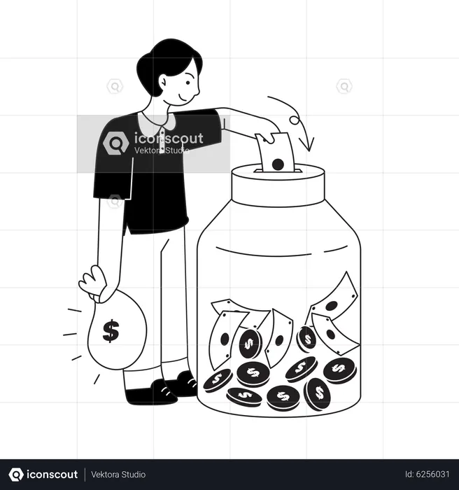 Mulher economizando dinheiro  Ilustração