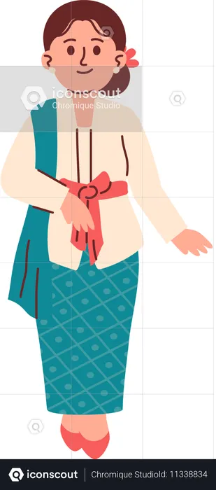 Mulher em traje kebaya  Ilustração