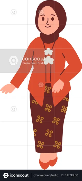 Mulher em traje kebaya  Ilustração