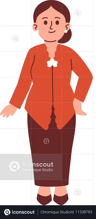 Mulher em traje kebaya  Ilustração
