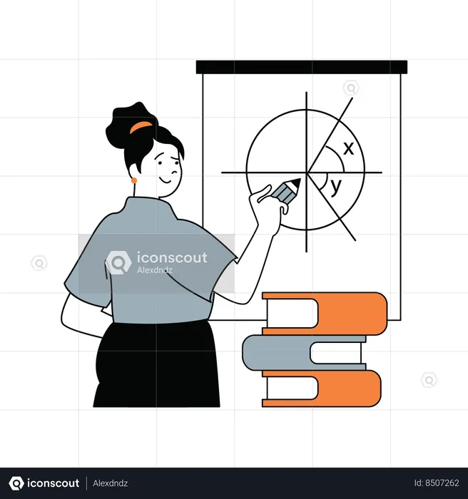 Mulher ensinando matemática  Ilustração